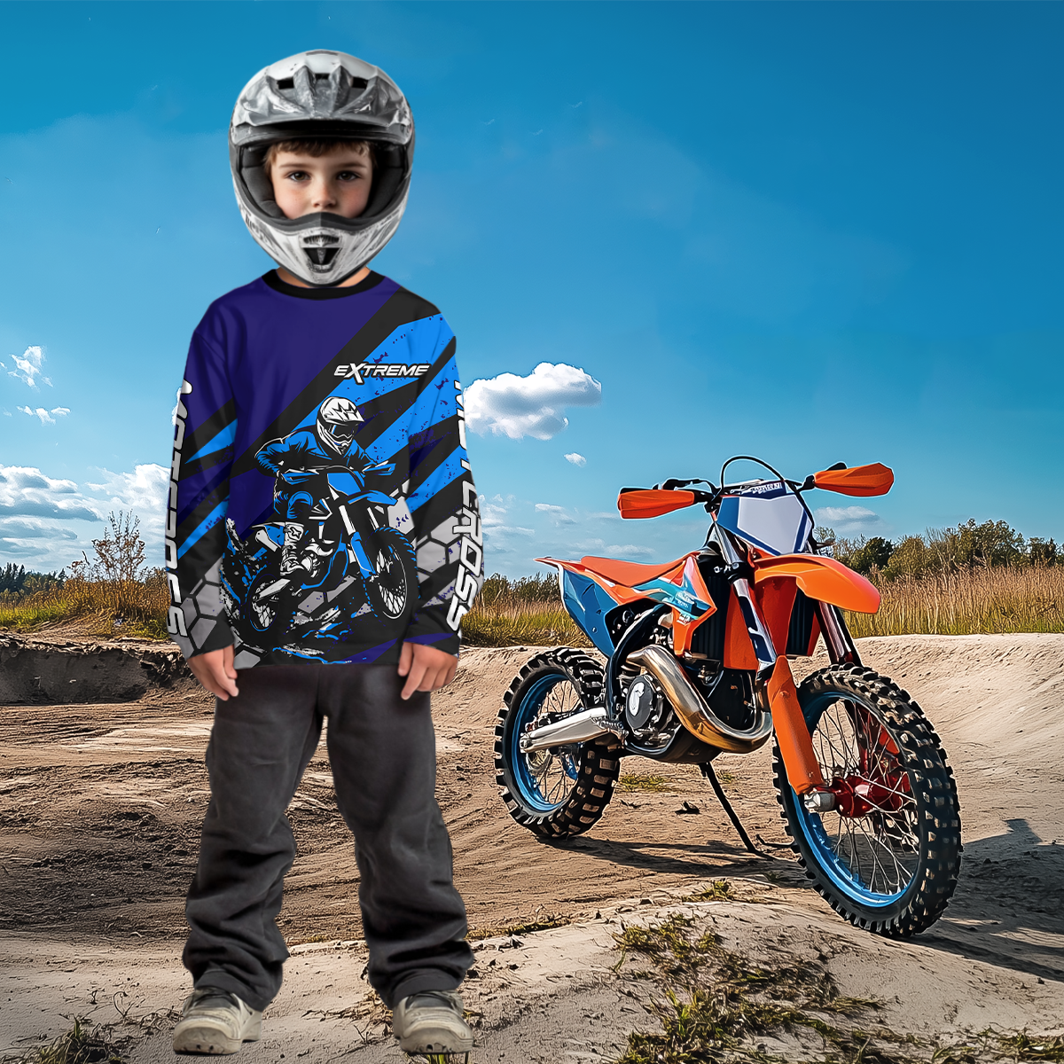 Blue Motocross Jersey Custom Dirt Bike Racing Shirt Men Kid Woman Off-road Jersey XM344