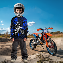 Load image into Gallery viewer, Blue Motocross Racing Jersey UPF30+ MX Racing Dirt Bike Jersey Kid Men Women DNT06