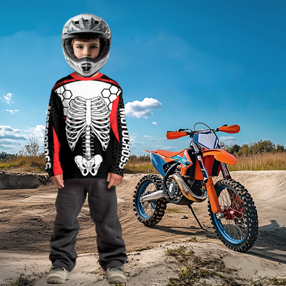 Red Bone Motocross Racing Jersey UPF30+ MX Racing Dirt Bike Jersey Kid Men Women DNT01