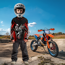 Load image into Gallery viewer, Custom Red Motocross Shirts Racing Jersey UPF30+ Dirt Bike Jersey Kid Men Women DNT08