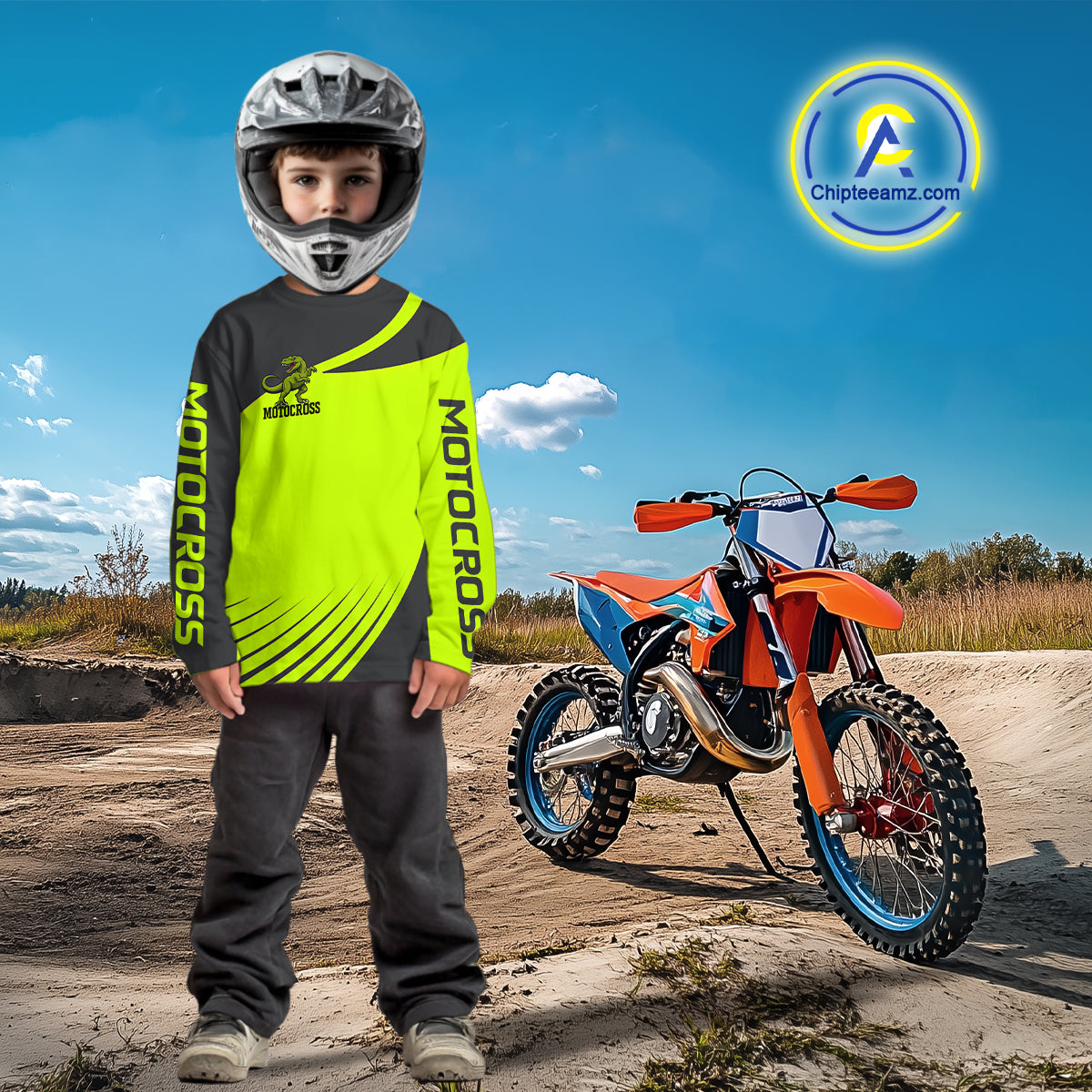 Green Dinosaur Motocross Racing Jersey Custom Dirt Bike Jersey for Men Kid Women XM373
