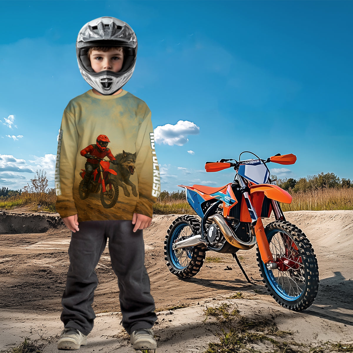 Wolf Motocross Jersey Custom Dirt bike Shirts Men Kid Women Motorcycle Riding Shirt XM398