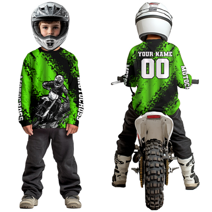 Custom Green MX Off Road Racing Shirts Kid Men Women Youth Motocross Shirts UPF30+ DNT36