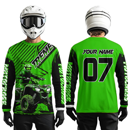 Green ATV Racing Jersey Upf30+ Custom Motocross Jersey Men Women Extreme Riding Shirt for Kids MHT200