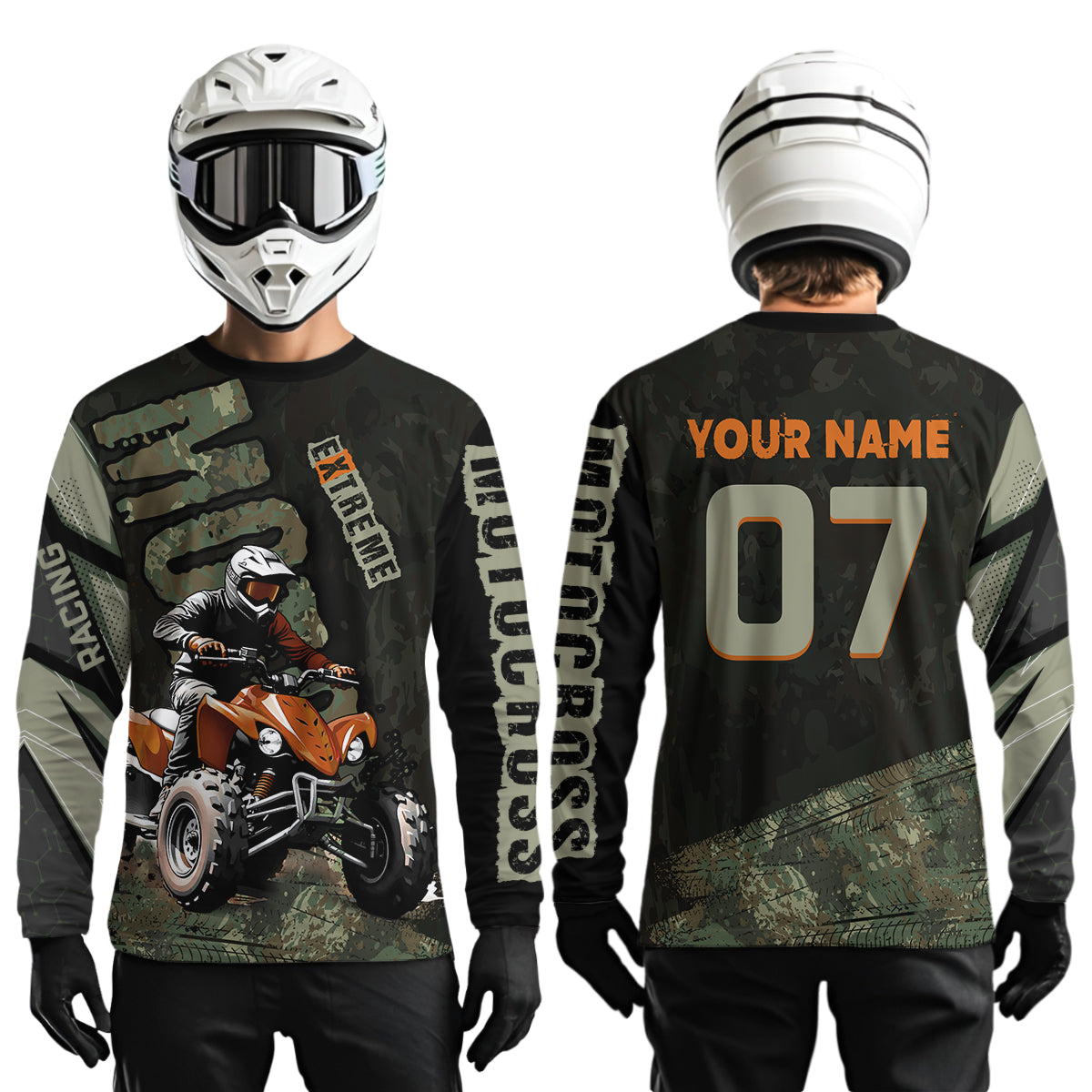 Camo Quad Bike Shirt For Adult&Kids Custom ATV Motocross Jersey Retro Off-Road Extreme Quad Shirts Vintage NHN005
