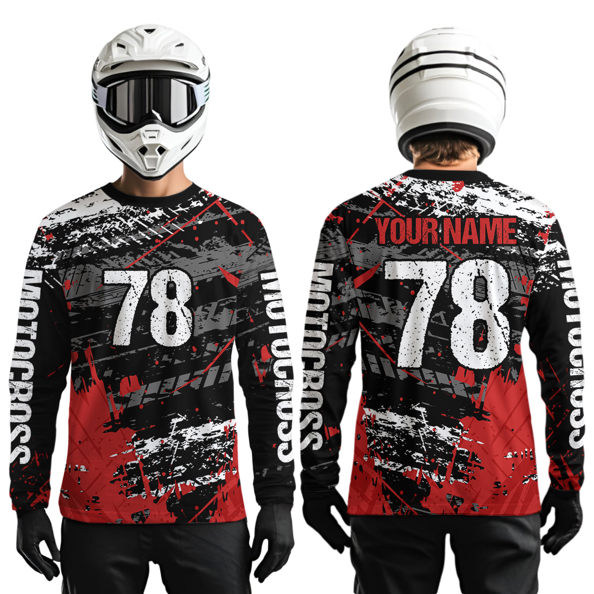 Youth Red Dirt Bike Jersey Off-Road Shirt Custom Motocross Jersey UPF30+ Kid Men Women DNT81