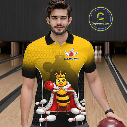 Custom King Bee Bowling Jersey for Men Bowling Team Shirts Bowling Polo & 1/4 Zip HNT266