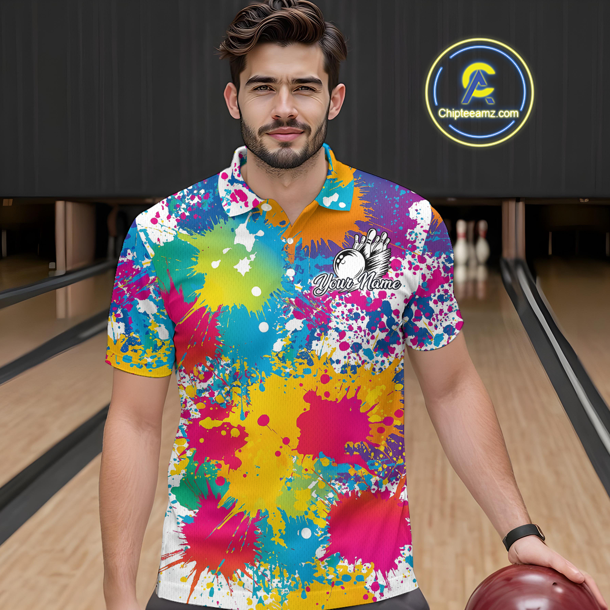 Custom Colorful Bowling Men Shirts Bowling Uniform Polo & 1/4 Zip Bowling Team Jerseys HNT104