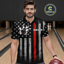 Load image into Gallery viewer, Custom Red US Flag Eagle Bowling Jersey for Men Bowling Team Shirts Polo &amp; 1/4 Zip HNT119