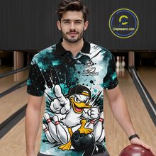 Load image into Gallery viewer, Custom Watercolor Teal Duck Bowling Jersey for Men Bowling Team Shirts Polo &amp; 1/4 Zip HNT239