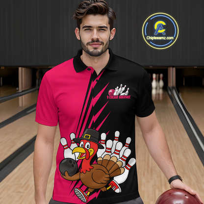 Pink Turkey Bowling Shirts for Women Men Team Custom Bowling Jerseys Thanksgiving MBL180