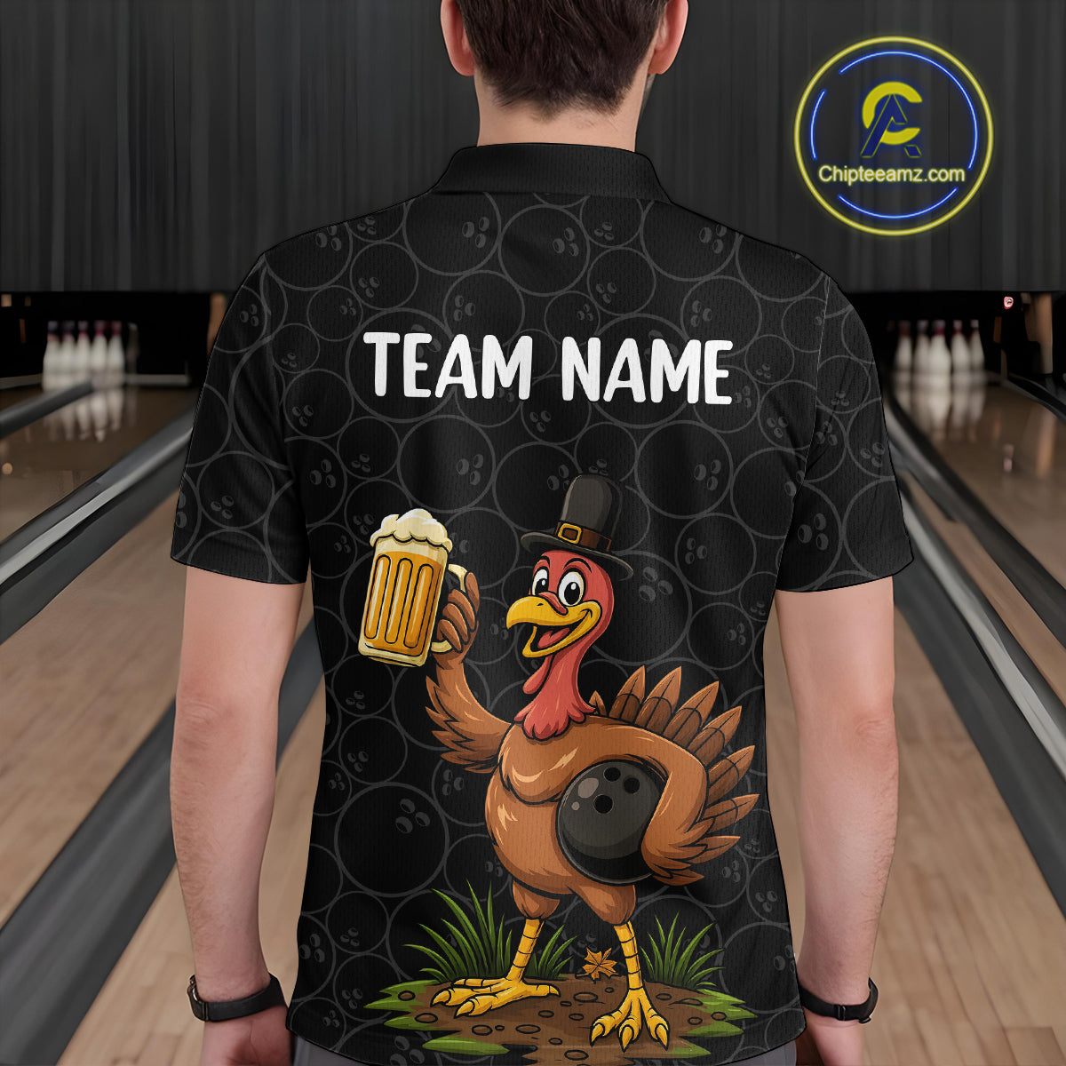 Funny Turkey Bowling Beer Thanksgiving Black Camo Custom Team bowling jerseys men, bowling gifts NQS10974