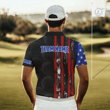 Load image into Gallery viewer, Custom Mens Golf Polo Shirt USA Flag, Golf Family Team Shirt, School Team Golf Shirt, Patriotic Golf Shirt NHT715