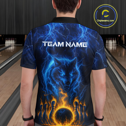 Lightning Wolf Bowling Shirts for Team Women Men Custom Wolf Bowling Jerseys Flame MBL200