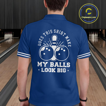 Funny blue and white argyle retro Bowling Shirt for men Custom Does this shirt make my balls look big NQS10610