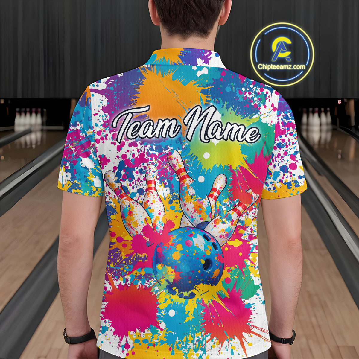 Custom Colorful Bowling Men Shirts Bowling Uniform Polo & 1/4 Zip Bowling Team Jerseys HNT104
