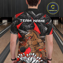 Load image into Gallery viewer, Custom Red Funny Horse Bowling Jersey for Men Bowling Team Shirts Bowling League Polo &amp; 1/4 Zip HNT183