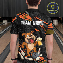 Load image into Gallery viewer, Custom Orange Funny Bulldog &amp; Beer Bowling Shirt Men Bowling Team Jersey League Polo &amp; 1/4 Zip QZT812