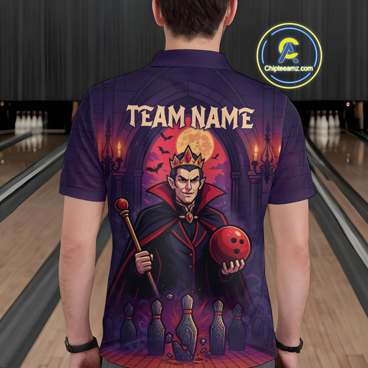 Custom Vampire Bowling Team Shirt Polo & Quarter-Zip Bowling League Jersey for Men Outfit QZT752