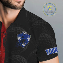 Load image into Gallery viewer, Custom Mens Golf Polo Shirt USA Flag, Golf Family Team Shirt, School Team Golf Shirt, Patriotic Golf Shirt NHT715