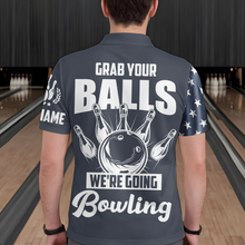 Load image into Gallery viewer, Grab Your Balls We're Going Bowling Shirt Custom Bowling Jersey For Men American Flag Bowling Shirt BDT35