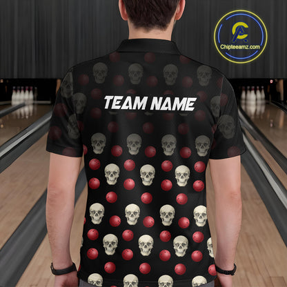 Skull Bowling Shirt Personalized Polo Bowling Team jersey Pattern Bowling League QZT690