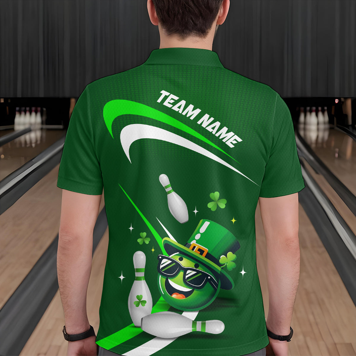 Custom Green St Patrick Day Bowling Shirt Lucky Funny Polo Bowling Jersey QZT623