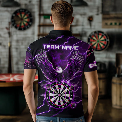 Personalized Thunder Lightning Eagle Purple Darts Shirt Polo & Quarter Zip For Men Dart Team Jersey TDM3578