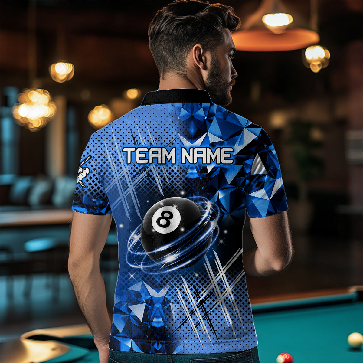 Blue Billiard Shirt 8 Ball Billiard Jersey for Men Billiard Gifts for Men Polo & 1/4 Zip NNT25