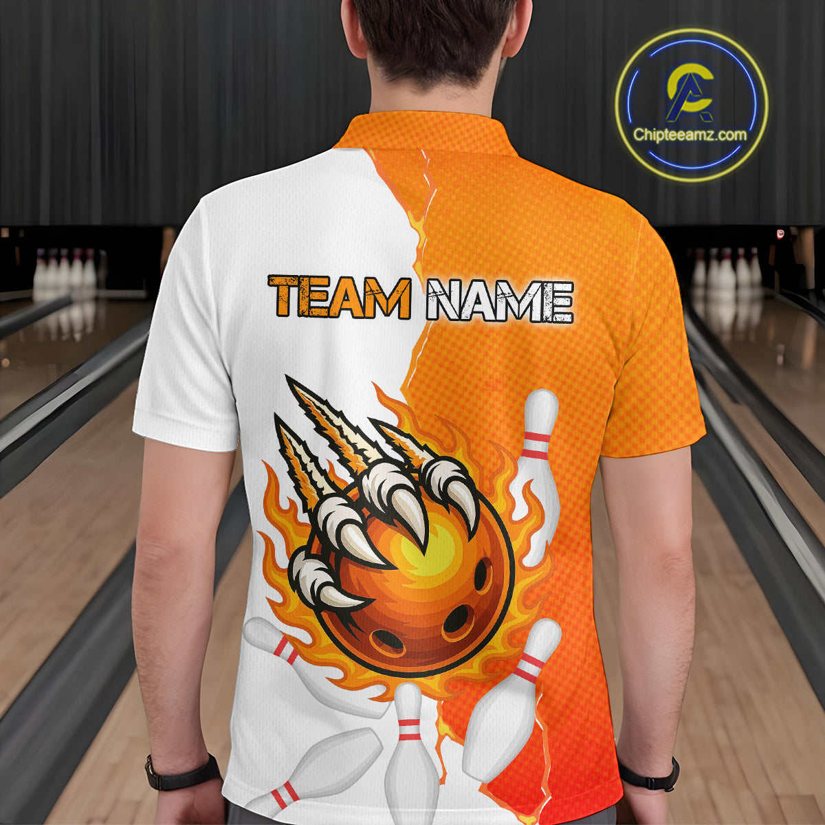 Custom Sharp Claws Bowling Shirt Orange Men Women Team Bowling Flaming Jerseys MBL91