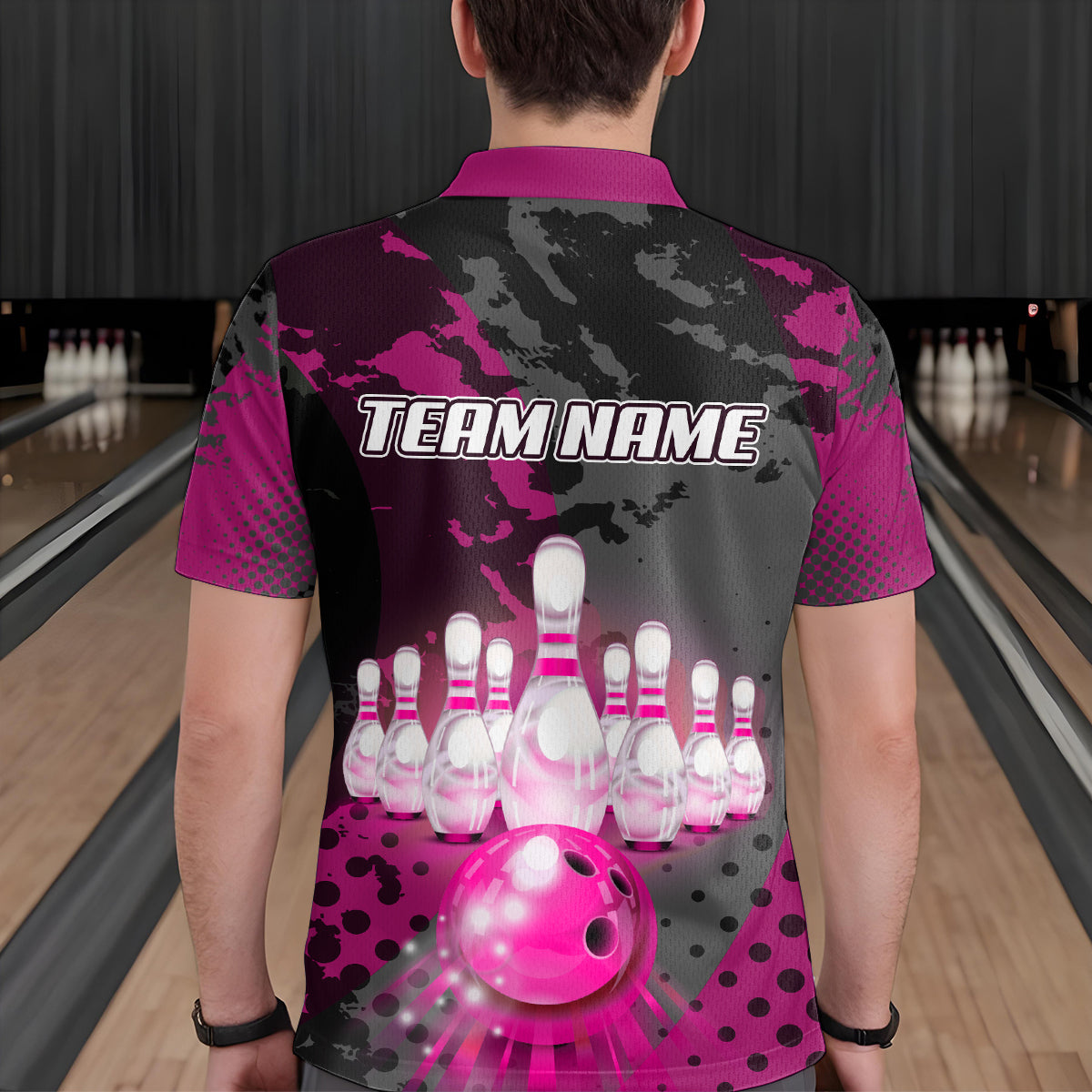 Fire Bowling Shirt Custom Pink Bowling Jersey for Men Women with Team Name MBL63