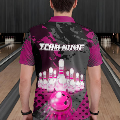 Fire Bowling Shirt Custom Pink Bowling Jersey for Men Women with Team Name MBL63