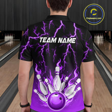 Load image into Gallery viewer, Purple Thunder Bowling Custom Men Bowling Shirt Polo &amp; Quarter-Zip Bowling Team Shirts HNT71