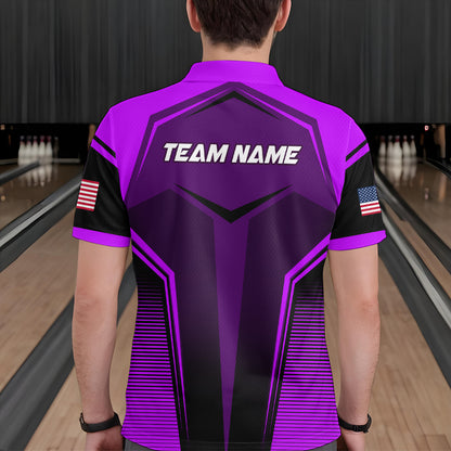 Custom Purple Bowling Jersey for Men Bowling Team Shirts Bowling Uniform Polo & 1/4 Zip HNT158