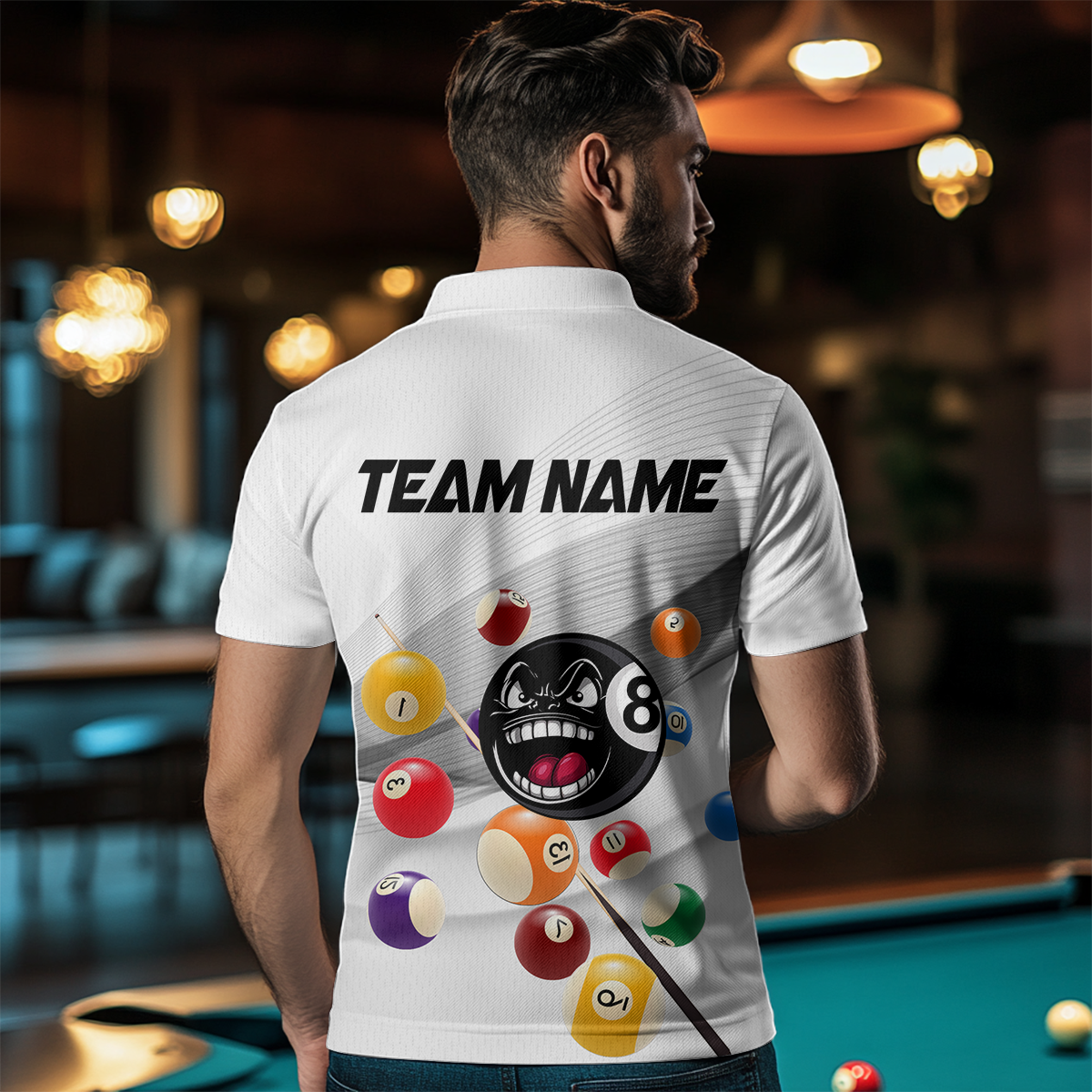 Billiard Jerseys Funny 8 Ball Billiard for Men Team Polo & 1/4 Zip Shirt Billiard Gifts NNT22