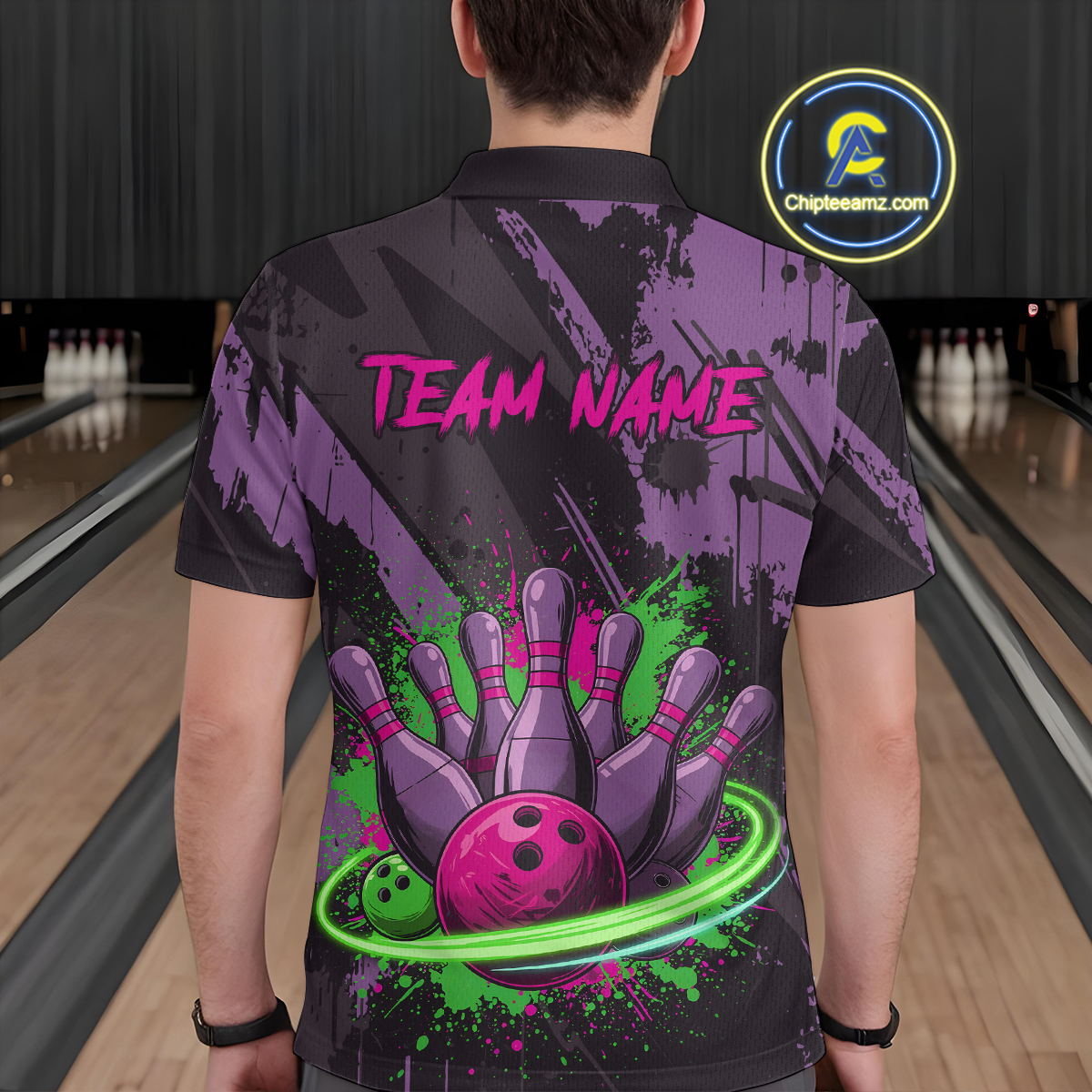 Custom Colorful Bowling Men Shirts Bowling Uniform Polo & 1/4 Zip Bowling Team Jerseys HNT99
