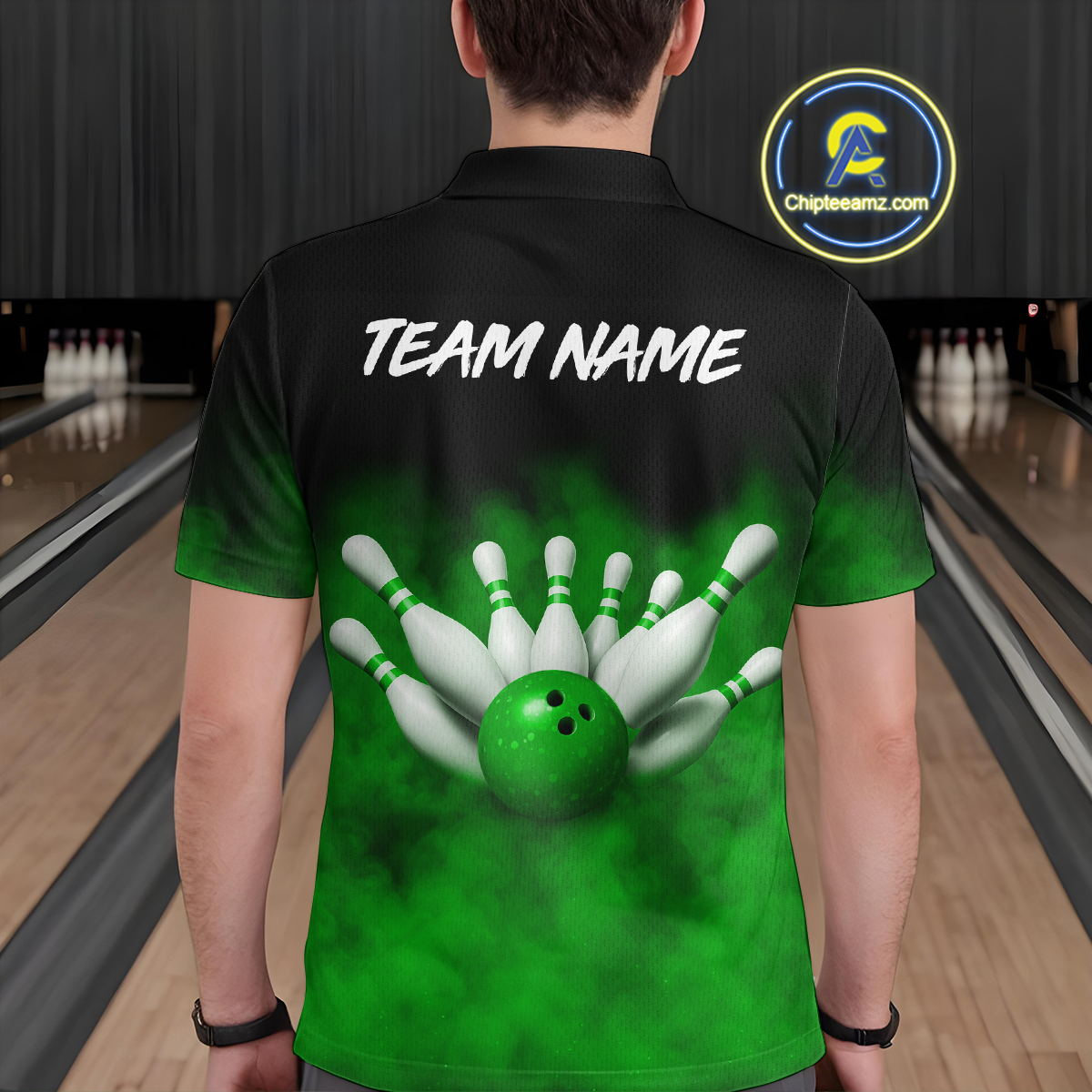 Green Smoke Bowling Shirts for Men Women Team Personalized Bowling Polo and Quarter Zip MBL130