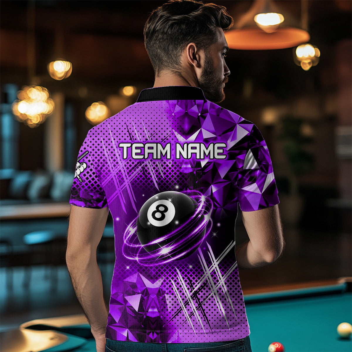 Purple Billiard Shirt 8 Ball Billiard Jersey for Men Billiard Gifts for Men Polo & 1/4 Zip NNT25