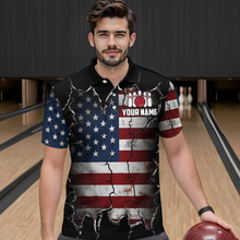 Load image into Gallery viewer, Custom US Flag Bowling Jersey for Men Bowling Team Shirts Bowling Uniform Polo &amp; 1/4 Zip HNT161