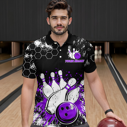 Purple Watercolor Bowling Shirts Men Women Team Custom Bowling Polo & 1/4 Zip Shirt MBL60
