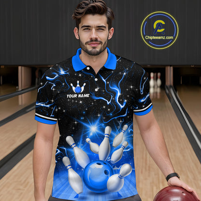 Blue Dragon Flaming Bowling Shirt for Men and Women Custom Bowling Jersey for Team MBL87