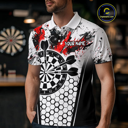 Dartboard Halftone Hexagon Grunge Darts Shirt For Men - Personalized Name For Players NYN0681