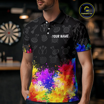 Funny Dartboard Colorful Grunge Dart Shirts For Men | Darts Team Jerseys – Polo & Quarter Zip TDM3964