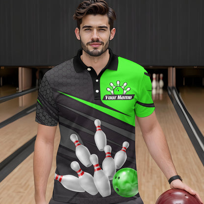 Green Bowling Shirt for Men&Women Team Bowling Jersey Colorful Bowling Polo & 1/4 Zip MBL49