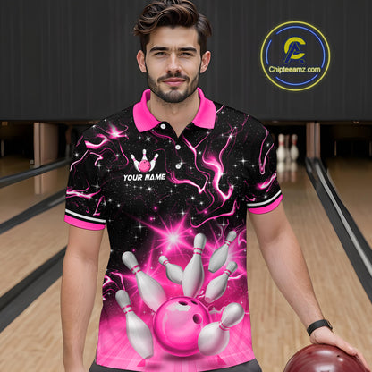 Pink Dragon Flaming Bowling Shirt for Men and Women Custom Bowling Jersey for Team MBL87