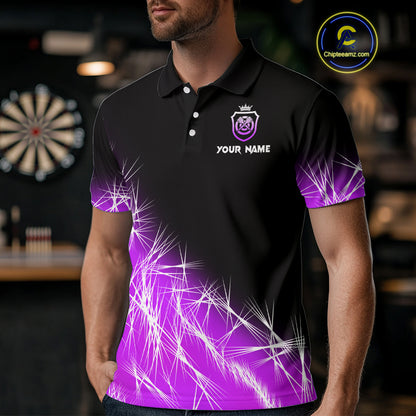 Purple Icy Lights Mens Darts Polo & Quarter Zip Custom Dart Shirts For Team Darts Jerseys Outfit TDM4149