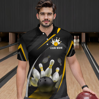Yellow Bowling Shirts for Men Women Team Custom Bowling Polo & Quarter Zip Shirt MBL71