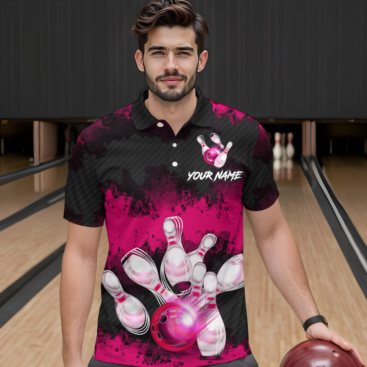 Customize Pink Bowling Shirts for Men Women Team Bowling Polo & 1/4 Zip Shirts MBL81