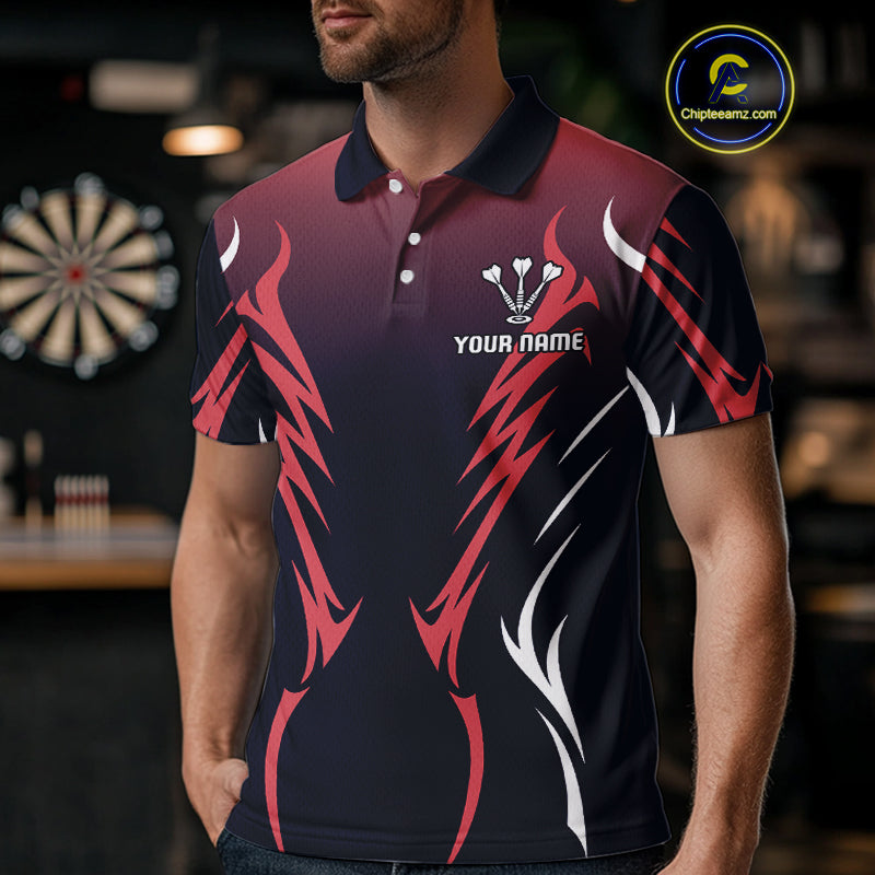 Men’s Custom Dart Shirt, Red-To-Black Color With Lightning Dartboard Dart Jersey NYN0247
