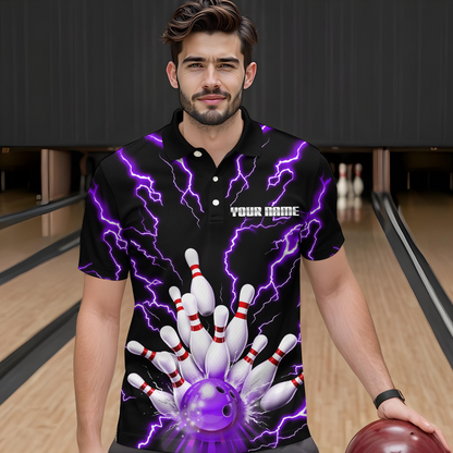 Thunder Lightning Purple Bowling Shirt Custom Bowling Jersey for Men Women Team MBL66